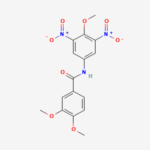 molecular formula C16H15N3O8 B4330280 3,4-dimethoxy-N-(4-methoxy-3,5-dinitrophenyl)benzamide 