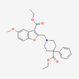 molecular formula C27H31NO6 B4330284 ethyl 1-{[3-(ethoxycarbonyl)-5-methoxy-1-benzofuran-2-yl]methyl}-4-phenylpiperidine-4-carboxylate 
