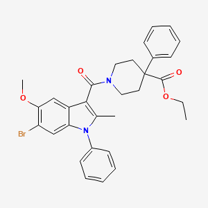 ethyl 1-[(6-bromo-5-methoxy-2-methyl-1-phenyl-1H-indol-3-yl)carbonyl]-4-phenylpiperidine-4-carboxylate