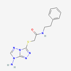 molecular formula C13H15N7OS B4330311 2-[(7-amino-7H-[1,2,4]triazolo[4,3-b][1,2,4]triazol-3-yl)thio]-N-(2-phenylethyl)acetamide 