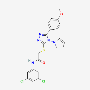 molecular formula C21H17Cl2N5O2S B4330313 N-(3,5-dichlorophenyl)-2-{[5-(4-methoxyphenyl)-4-(1H-pyrrol-1-yl)-4H-1,2,4-triazol-3-yl]thio}acetamide 