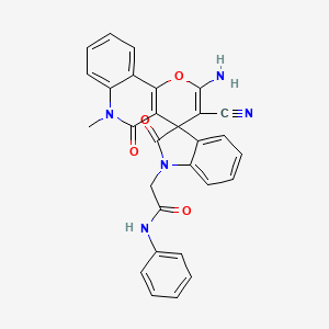 molecular formula C29H21N5O4 B4330333 2-(2'-amino-3'-cyano-6'-methyl-2,5'-dioxo-5',6'-dihydrospiro[indole-3,4'-pyrano[3,2-c]quinolin]-1(2H)-yl)-N-phenylacetamide 