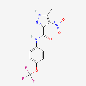molecular formula C12H9F3N4O4 B4330335 3-methyl-4-nitro-N-[4-(trifluoromethoxy)phenyl]-1H-pyrazole-5-carboxamide 