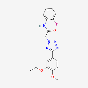 molecular formula C18H18FN5O3 B4330346 2-[5-(3-ethoxy-4-methoxyphenyl)-2H-tetrazol-2-yl]-N-(2-fluorophenyl)acetamide 