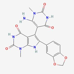 molecular formula C19H16N6O6 B4330352 5-(6-amino-1-methyl-2,4-dioxo-1,2,3,4-tetrahydropyrimidin-5-yl)-6-(1,3-benzodioxol-5-yl)-1-methyl-1H-pyrrolo[2,3-d]pyrimidine-2,4(3H,7H)-dione 