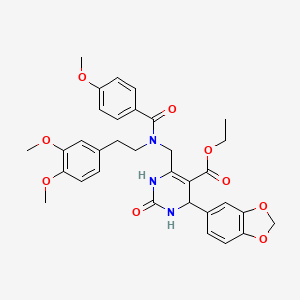 molecular formula C33H35N3O9 B4330371 ethyl 4-(1,3-benzodioxol-5-yl)-6-{[[2-(3,4-dimethoxyphenyl)ethyl](4-methoxybenzoyl)amino]methyl}-2-oxo-1,2,3,4-tetrahydropyrimidine-5-carboxylate 