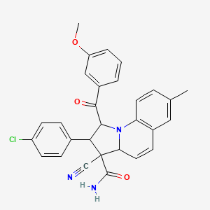 2-(4-chlorophenyl)-3-cyano-1-(3-methoxybenzoyl)-7-methyl-1,2,3,3a-tetrahydropyrrolo[1,2-a]quinoline-3-carboxamide