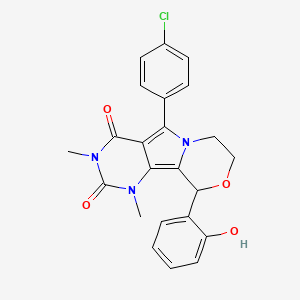 molecular formula C23H20ClN3O4 B4330388 5-(4-chlorophenyl)-10-(2-hydroxyphenyl)-1,3-dimethyl-1,7,8,10-tetrahydro-2H-pyrimido[4',5':3,4]pyrrolo[2,1-c][1,4]oxazine-2,4(3H)-dione CAS No. 900014-70-2