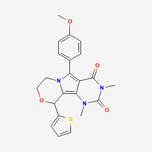 molecular formula C22H21N3O4S B4330394 5-(4-methoxyphenyl)-1,3-dimethyl-10-(2-thienyl)-1,7,8,10-tetrahydro-2H-pyrimido[4',5':3,4]pyrrolo[2,1-c][1,4]oxazine-2,4(3H)-dione 