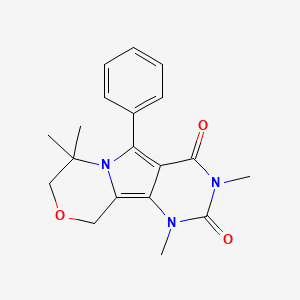 molecular formula C19H21N3O3 B4330398 1,3,7,7-tetramethyl-5-phenyl-1,7,8,10-tetrahydro-2H-pyrimido[4',5':3,4]pyrrolo[2,1-c][1,4]oxazine-2,4(3H)-dione 