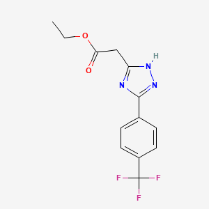 molecular formula C13H12F3N3O2 B4330428 ethyl {5-[4-(trifluoromethyl)phenyl]-4H-1,2,4-triazol-3-yl}acetate 