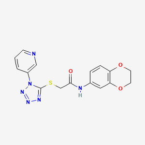 molecular formula C16H14N6O3S B4330437 N-(2,3-dihydro-1,4-benzodioxin-6-yl)-2-[(1-pyridin-3-yl-1H-tetrazol-5-yl)thio]acetamide 