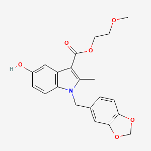 molecular formula C21H21NO6 B4330448 2-methoxyethyl 1-(1,3-benzodioxol-5-ylmethyl)-5-hydroxy-2-methyl-1H-indole-3-carboxylate 
