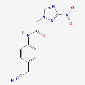 molecular formula C12H10N6O3 B4330465 N-[4-(cyanomethyl)phenyl]-2-(3-nitro-1H-1,2,4-triazol-1-yl)acetamide 