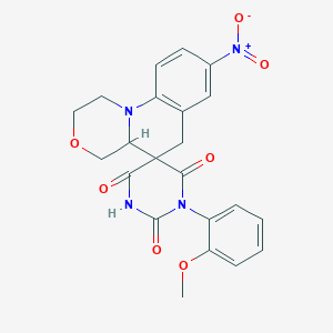 molecular formula C22H20N4O7 B4330493 1'-(2-methoxyphenyl)-8-nitro-1,2,4,4a-tetrahydro-2'H,6H-spiro[1,4-oxazino[4,3-a]quinoline-5,5'-pyrimidine]-2',4',6'(1'H,3'H)-trione 