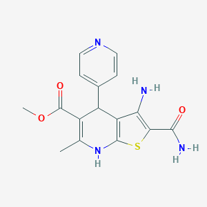molecular formula C16H16N4O3S B433053 Methyl 3-amino-2-carbamoyl-6-methyl-4-pyridin-4-yl-4,7-dihydrothieno[2,3-b]pyridine-5-carboxylate CAS No. 158228-03-6