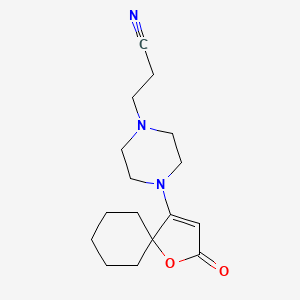 molecular formula C16H23N3O2 B4330547 3-[4-(2-oxo-1-oxaspiro[4.5]dec-3-en-4-yl)piperazin-1-yl]propanenitrile 