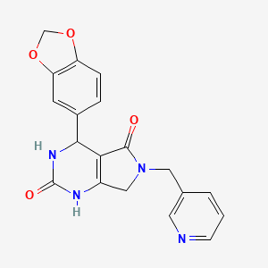 molecular formula C19H16N4O4 B4330554 4-(1,3-benzodioxol-5-yl)-6-(pyridin-3-ylmethyl)-3,4,6,7-tetrahydro-1H-pyrrolo[3,4-d]pyrimidine-2,5-dione 