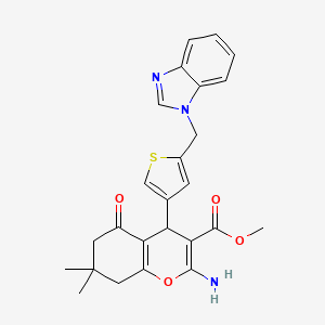 molecular formula C25H25N3O4S B4330581 methyl 2-amino-4-[5-(1H-benzimidazol-1-ylmethyl)-3-thienyl]-7,7-dimethyl-5-oxo-5,6,7,8-tetrahydro-4H-chromene-3-carboxylate 