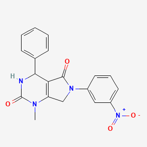 molecular formula C19H16N4O4 B4330608 1-methyl-6-(3-nitrophenyl)-4-phenyl-3,4,6,7-tetrahydro-1H-pyrrolo[3,4-d]pyrimidine-2,5-dione 
