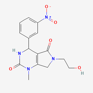 molecular formula C15H16N4O5 B4330628 6-(2-hydroxyethyl)-1-methyl-4-(3-nitrophenyl)-3,4,6,7-tetrahydro-1H-pyrrolo[3,4-d]pyrimidine-2,5-dione 