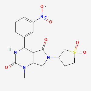molecular formula C17H18N4O6S B4330634 6-(1,1-dioxidotetrahydro-3-thienyl)-1-methyl-4-(3-nitrophenyl)-3,4,6,7-tetrahydro-1H-pyrrolo[3,4-d]pyrimidine-2,5-dione 