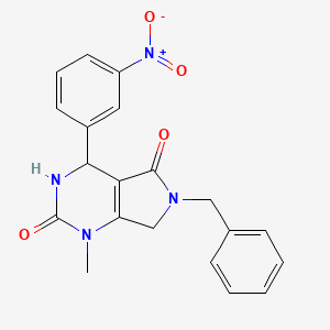 molecular formula C20H18N4O4 B4330643 6-benzyl-1-methyl-4-(3-nitrophenyl)-3,4,6,7-tetrahydro-1H-pyrrolo[3,4-d]pyrimidine-2,5-dione 
