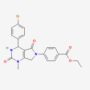 molecular formula C22H20BrN3O4 B4330647 ethyl 4-[4-(4-bromophenyl)-1-methyl-2,5-dioxo-1,2,3,4,5,7-hexahydro-6H-pyrrolo[3,4-d]pyrimidin-6-yl]benzoate 
