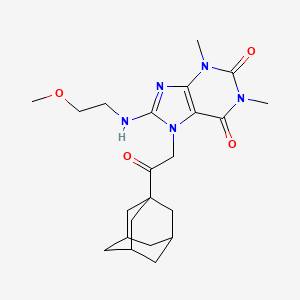 molecular formula C22H31N5O4 B4330676 7-[2-(1-adamantyl)-2-oxoethyl]-8-[(2-methoxyethyl)amino]-1,3-dimethyl-3,7-dihydro-1H-purine-2,6-dione 