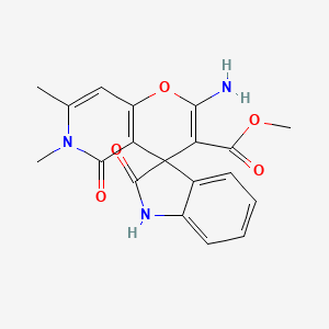 molecular formula C19H17N3O5 B4330686 methyl 2'-amino-6',7'-dimethyl-2,5'-dioxo-1,2,5',6'-tetrahydrospiro[indole-3,4'-pyrano[3,2-c]pyridine]-3'-carboxylate 