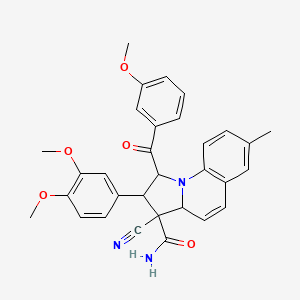 3-cyano-2-(3,4-dimethoxyphenyl)-1-(3-methoxybenzoyl)-7-methyl-1,2,3,3a-tetrahydropyrrolo[1,2-a]quinoline-3-carboxamide