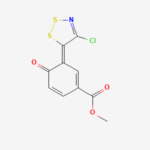 molecular formula C10H6ClNO3S2 B4330717 methyl 3-(4-chloro-5H-1,2,3-dithiazol-5-ylidene)-4-oxocyclohexa-1,5-diene-1-carboxylate 