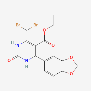 molecular formula C15H14Br2N2O5 B4330733 ethyl 4-(1,3-benzodioxol-5-yl)-6-(dibromomethyl)-2-oxo-1,2,3,4-tetrahydropyrimidine-5-carboxylate 
