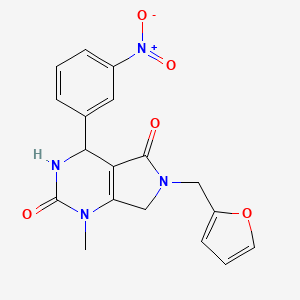 molecular formula C18H16N4O5 B4330810 6-(2-furylmethyl)-1-methyl-4-(3-nitrophenyl)-3,4,6,7-tetrahydro-1H-pyrrolo[3,4-d]pyrimidine-2,5-dione 