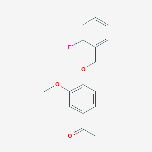 molecular formula C16H15FO3 B4330855 1-{4-[(2-fluorobenzyl)oxy]-3-methoxyphenyl}ethanone 