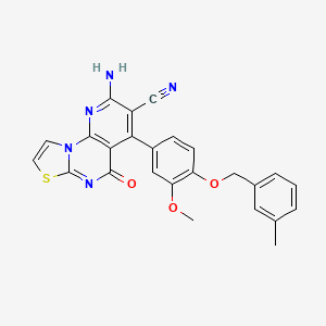 molecular formula C25H19N5O3S B4330860 2-amino-4-{3-methoxy-4-[(3-methylbenzyl)oxy]phenyl}-5-oxo-5H-pyrido[3,2-e][1,3]thiazolo[3,2-a]pyrimidine-3-carbonitrile 