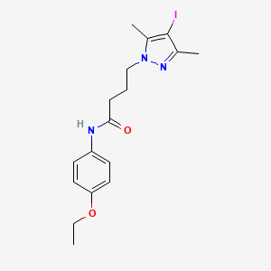 molecular formula C17H22IN3O2 B4330879 N-(4-ethoxyphenyl)-4-(4-iodo-3,5-dimethyl-1H-pyrazol-1-yl)butanamide 