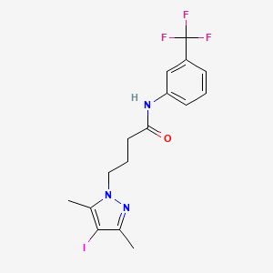 molecular formula C16H17F3IN3O B4330882 4-(4-iodo-3,5-dimethyl-1H-pyrazol-1-yl)-N-[3-(trifluoromethyl)phenyl]butanamide 