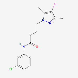 molecular formula C15H17ClIN3O B4330889 N-(3-chlorophenyl)-4-(4-iodo-3,5-dimethyl-1H-pyrazol-1-yl)butanamide 
