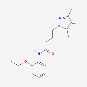 molecular formula C17H22IN3O2 B4330891 N-(2-ethoxyphenyl)-4-(4-iodo-3,5-dimethyl-1H-pyrazol-1-yl)butanamide 