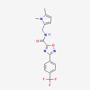 molecular formula C17H15F3N4O2 B4330929 N-[(1,5-dimethyl-1H-pyrrol-2-yl)methyl]-3-[4-(trifluoromethyl)phenyl]-1,2,4-oxadiazole-5-carboxamide 