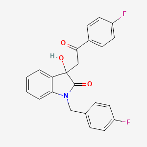 molecular formula C23H17F2NO3 B4330950 1-(4-fluorobenzyl)-3-[2-(4-fluorophenyl)-2-oxoethyl]-3-hydroxy-1,3-dihydro-2H-indol-2-one 