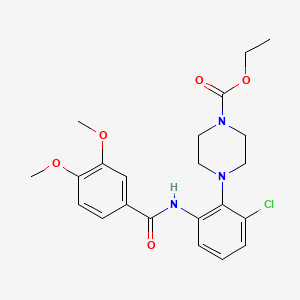 molecular formula C22H26ClN3O5 B4330961 ethyl 4-{2-chloro-6-[(3,4-dimethoxybenzoyl)amino]phenyl}piperazine-1-carboxylate 