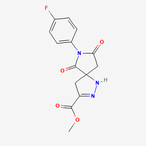 molecular formula C14H12FN3O4 B4330975 methyl 7-(4-fluorophenyl)-6,8-dioxo-1,2,7-triazaspiro[4.4]non-2-ene-3-carboxylate 