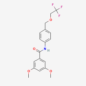 molecular formula C18H18F3NO4 B4331008 3,5-dimethoxy-N-{4-[(2,2,2-trifluoroethoxy)methyl]phenyl}benzamide 