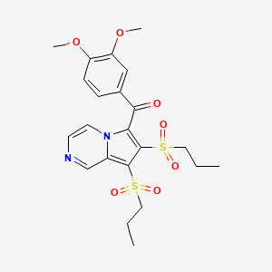 molecular formula C22H26N2O7S2 B4331019 [7,8-bis(propylsulfonyl)pyrrolo[1,2-a]pyrazin-6-yl](3,4-dimethoxyphenyl)methanone 