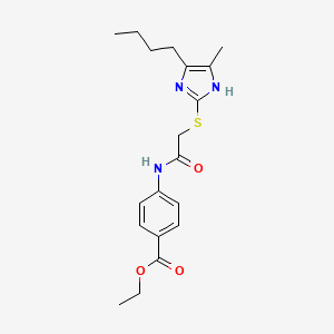 molecular formula C19H25N3O3S B4331026 ethyl 4-({[(5-butyl-4-methyl-1H-imidazol-2-yl)thio]acetyl}amino)benzoate 