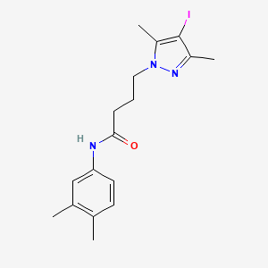 molecular formula C17H22IN3O B4331042 N-(3,4-dimethylphenyl)-4-(4-iodo-3,5-dimethyl-1H-pyrazol-1-yl)butanamide 