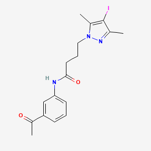 molecular formula C17H20IN3O2 B4331056 N-(3-acetylphenyl)-4-(4-iodo-3,5-dimethyl-1H-pyrazol-1-yl)butanamide 