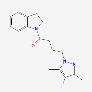 molecular formula C17H20IN3O B4331058 1-[4-(4-iodo-3,5-dimethyl-1H-pyrazol-1-yl)butanoyl]indoline 
